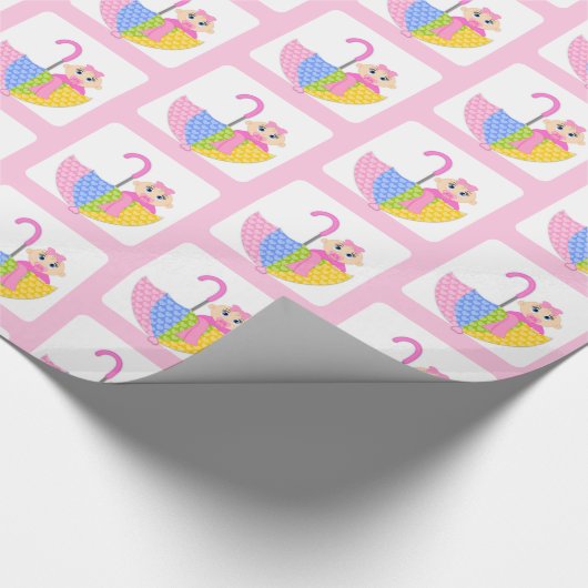 Schattige Roze Meisje Baby shower Cadeaupapier (Hoek)