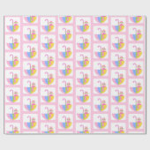 Schattige Roze Meisje Baby shower Cadeaupapier (Vlak)