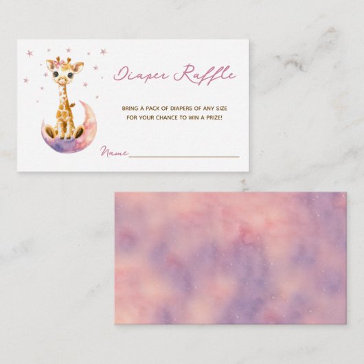 Schattige Roze Meisje Baby shower Giraffe Luier Ra Informatiekaartje (Voorkant / Achterkant)