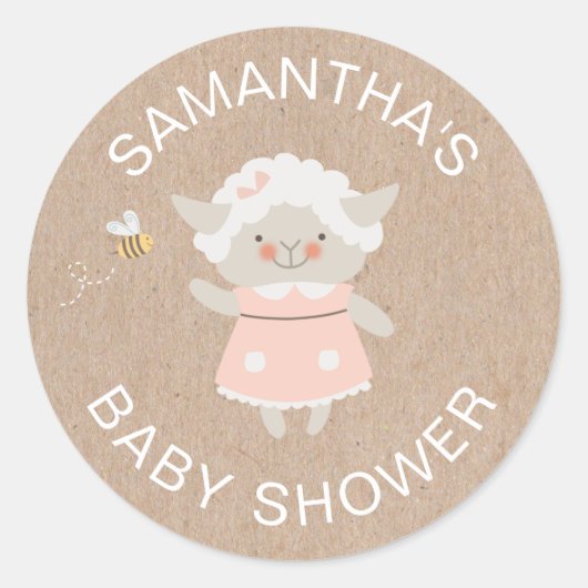Schattige Roze Meisje Baby shower Sticker (Voorkant)