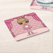 Schattige Roze Meisje Ballet Onderzetter Set (Schuin)