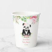 Schattige Roze Meisje Bloemen Panda Beer Baby show Papieren Bekers (Achterkant)
