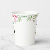 Schattige Roze Meisje Bloemen Panda Beer Baby show Papieren Bekers (Links)