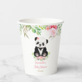 Schattige Roze Meisje Bloemen Panda Beer Baby show Papieren Bekers (Voorkant)