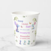 Schattige Roze Meisje Dinosaurus 1e Verjaardagsfee Papieren Bekers (Voorkant)