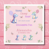 Schattige Roze Meisje Dinosaurus 1e Verjaardagsfee Servet