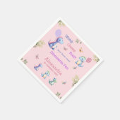 Schattige Roze Meisje Dinosaurus 1e Verjaardagsfee Servet (Hoek)