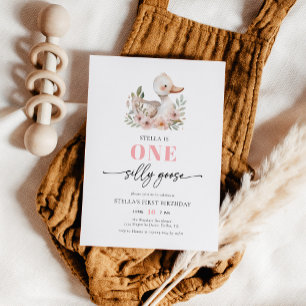 Schattige Roze Meisje Één Gekke Gans Verjaardagsfe Kaart