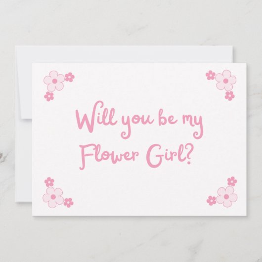 Schattige Roze Meisje Gepersonaliseerd Bloemenmeis Kaart (Voorkant)