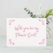 Schattige Roze Meisje Gepersonaliseerd Bloemenmeis Kaart (Staand voorkant)