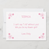 Schattige Roze Meisje Gepersonaliseerd Bloemenmeis Kaart (Achterkant)