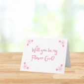 Schattige Roze Meisje Gepersonaliseerd Bloemenmeis Kaart