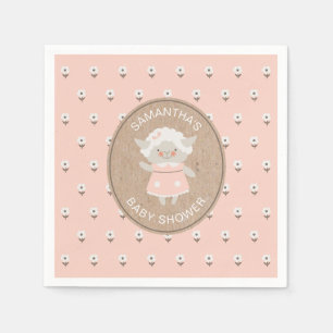 Schattige Roze Meisje Lamb Baby shower Servet