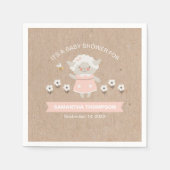 Schattige Roze Meisje Lamb Baby shower Servet (Voorkant)
