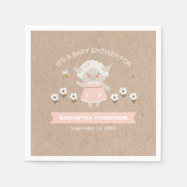 Schattige Roze Meisje Lamb Baby shower Servet