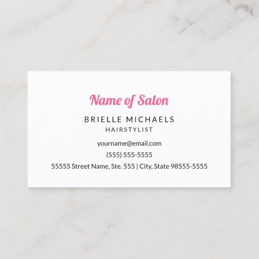 Schattige roze meisje met krullend haar en schoonh visitekaartje (Achterkant)