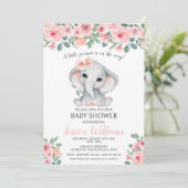 Schattige roze meisje olifant kleine pinda baby sh kaart (Staand voorkant)