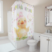 Schattige Roze Meisje Rubber Eend Douchegordijn (In situ)