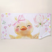 Schattige Roze Meisje Rubber Eend Strandlaken (Voorkant)