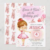 Schattige Roze meisje verjaardagsballetfeest Uitno Kaart (Voorkant / Achterkant)