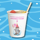 Schattige Roze Meisje Zee Otter Verjaardagsfeest Papieren Bekers