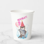 Schattige Roze Meisje Zee Otter Verjaardagsfeest Papieren Bekers (Achterkant)