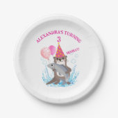 Schattige Roze Meisje Zee Otter Verjaardagsfeest Papieren Bordje (Voorkant)