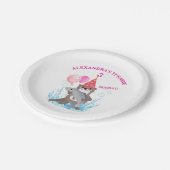 Schattige Roze Meisje Zee Otter Verjaardagsfeest Papieren Bordje (Gekanteld)