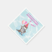 Schattige Roze Meisje Zee Otter Verjaardagsfeest Servet (Hoek)