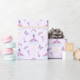 Schattige Roze Meisjes Verjaardag Dinosaur Cadeaupapier