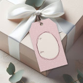 Schattige roze met de hand getekende vrolijke kers cadeaulabel