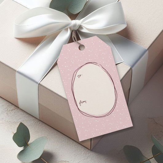 Schattige roze met de hand getekende vrolijke kers cadeaulabel