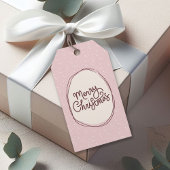 Schattige roze met de hand getekende vrolijke kers cadeaulabel