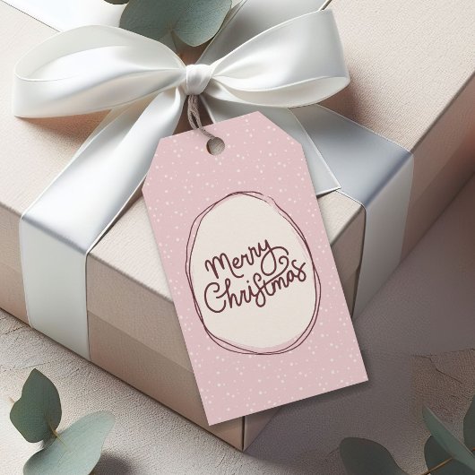 Schattige roze met de hand getekende vrolijke kers cadeaulabel