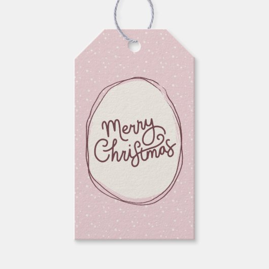 Schattige roze met de hand getekende vrolijke kers cadeaulabel (Voorkant)