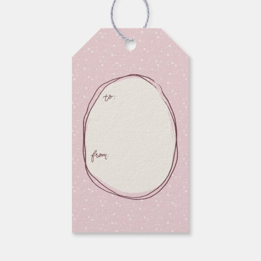 Schattige roze met de hand getekende vrolijke kers cadeaulabel (Achterkant)