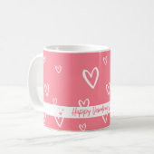 Schattige roze met wit hartpatroon koffiemok (Voorkant links)