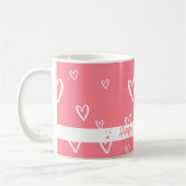 Schattige roze met wit hartpatroon koffiemok (Links)