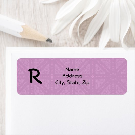 Schattige roze middeleeuws caleidoscoop monogram etiket (Insitu)