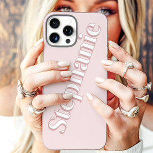 Schattige Roze Minimalistische Aangepaste Naam iPhone 16 Pro Max Hoesje