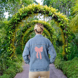 Schattige Roze Minimalistische Bow Coquette Denim Jacket