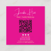 Schattige Roze Minimalistische QR-code Visitekaart Vierkante Visitekaartje (Voorkant)