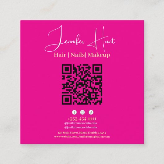 Schattige Roze Minimalistische QR-code Visitekaart Vierkante Visitekaartje