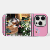 Schattige Roze Modern Engels Bulldog Dog Art iPhone Hoesje (Achterkant horizontaal)