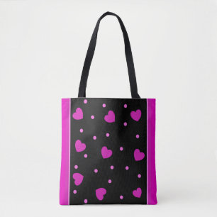 Schattige roze modern trendy hartontwerp tote bag