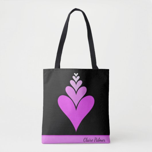 Schattige roze modern trendy hartontwerp tote bag (Voorkant)