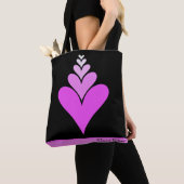 Schattige roze modern trendy hartontwerp tote bag (Dichtbij)