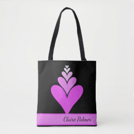 Schattige roze modern trendy hartontwerp tote bag