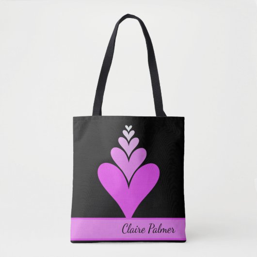 Schattige roze modern trendy hartontwerp tote bag (Voorkant)