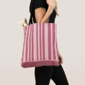 Schattige roze modern trendy strepen design tote bag (Dichtbij)